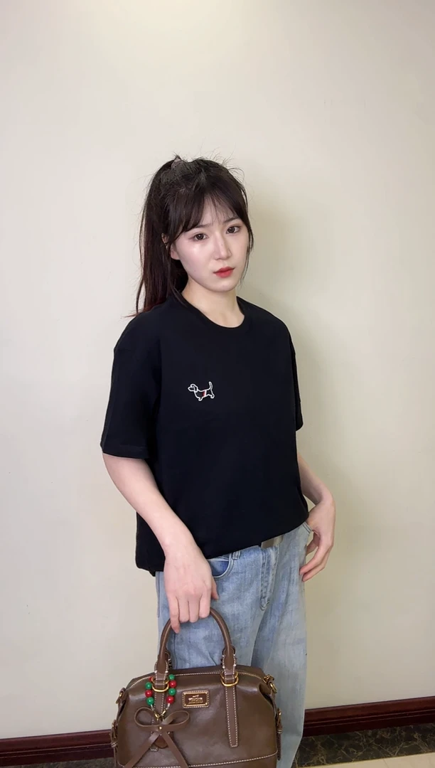 LUANNESNOW【腊肠比格】纯棉显瘦时尚简约春夏百搭夏季女款短袖t恤