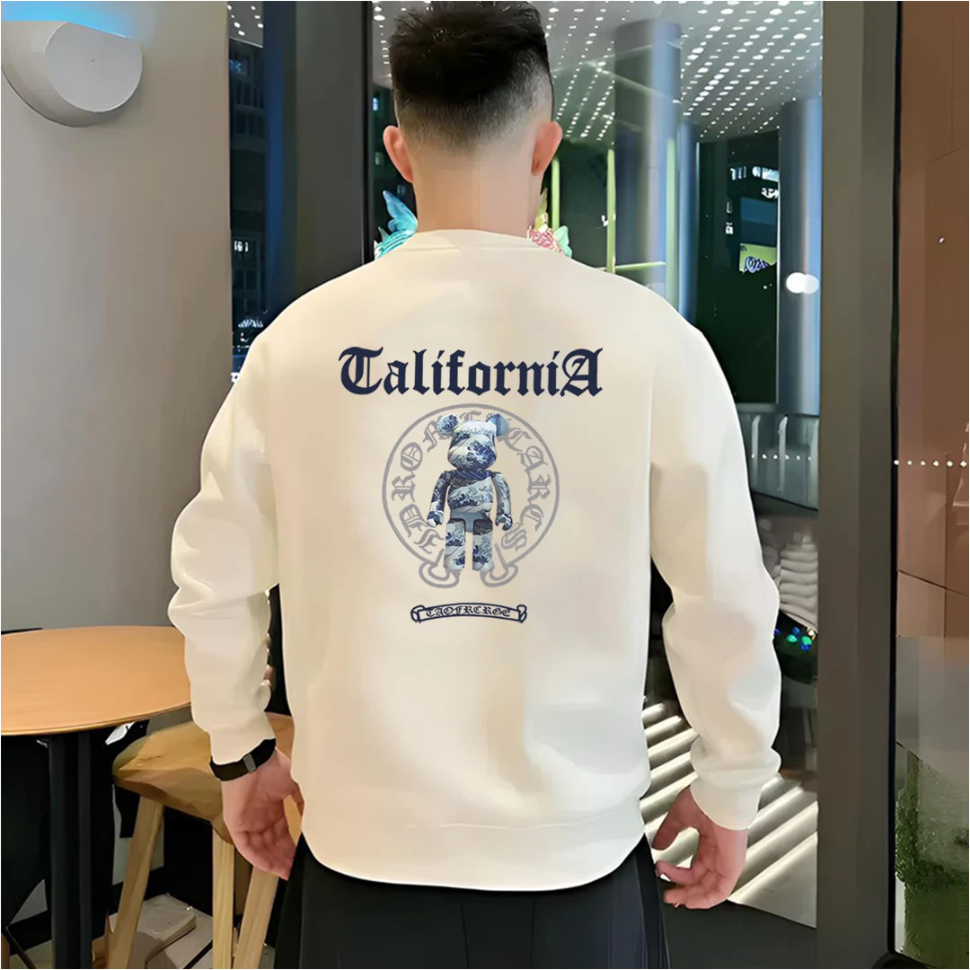 2025秋冬新款时尚潮牌卫衣男士美式潮流印花百搭长袖休闲圆领上衣