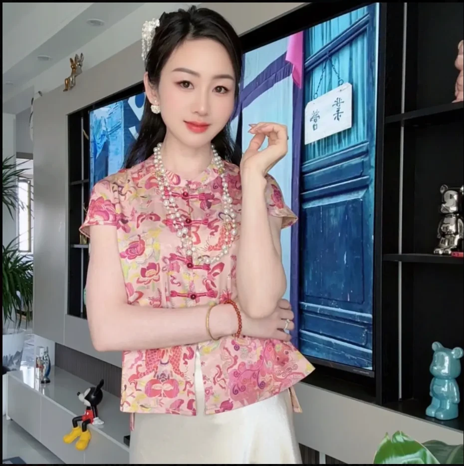 【如鱼得水】马甲百搭夏季提花圆领常规款马夹无袖印花气质时尚上衣