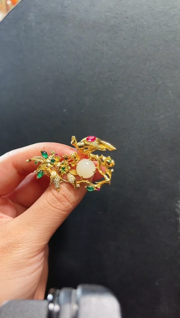 【闪购商品】和田玉胸针银S925镶嵌支持48小时鉴赏