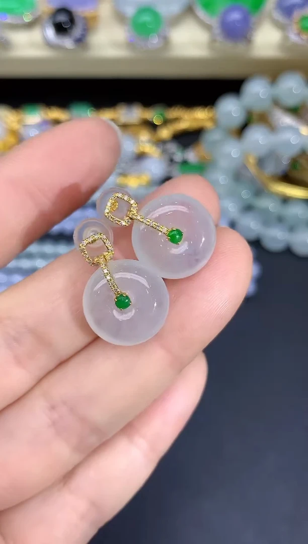 18K金镶嵌翡翠耳饰27-雪姐翡翠天天见