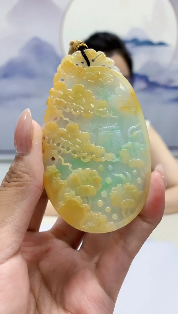 未镶嵌定制翡翠5160MM-毛货挂件109