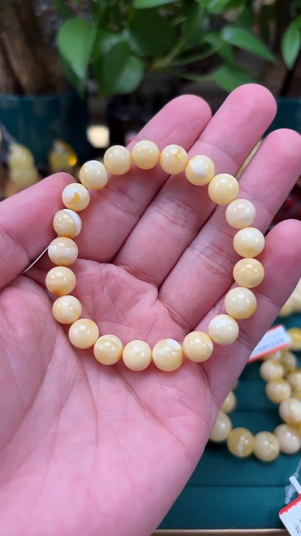 手链蜜蜡未镶嵌p25 精品白蜡单圈 8克 8+mm