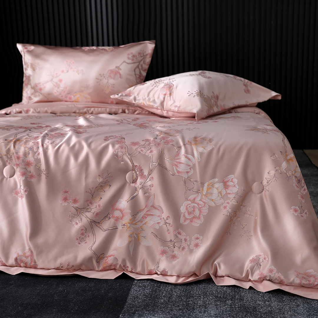 【花枝雅韵】高奢定制虫草雪莲铂金缎养生被--200*230cm