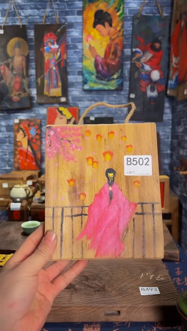 风化老门板丙烯画