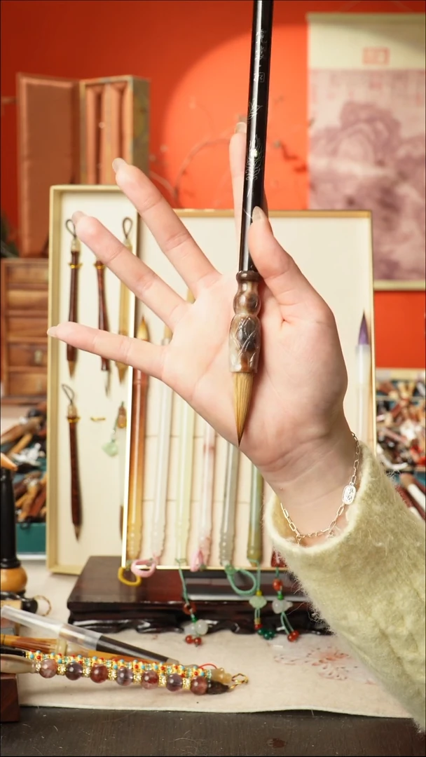 22号闪孤品高货毛笔链接 清水试笔 蘸墨不退