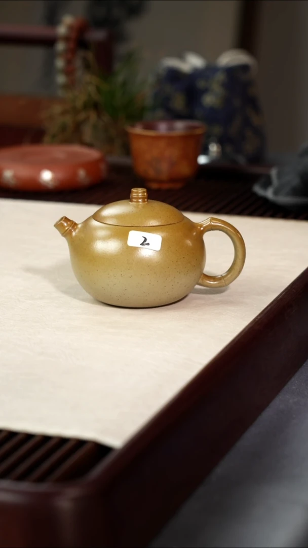 茶壶紫砂竹节西施-本山绿泥-柴烧  2号