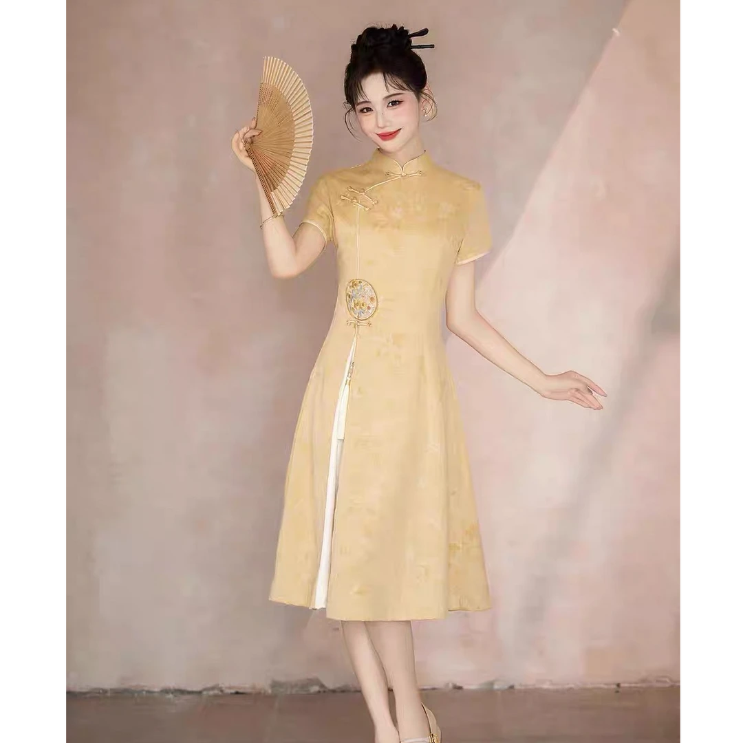 苏故里【花好月圆】中国风显白气质改良款小个子日常旗袍衣长105