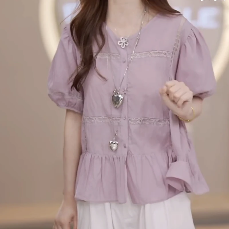 2025夏季法式新款减龄显瘦时尚泡泡袖衬衫LK2503989