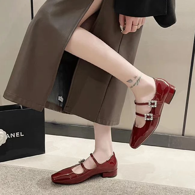 2858-1 新款百搭气质方头平底浅口软底玛丽珍单鞋