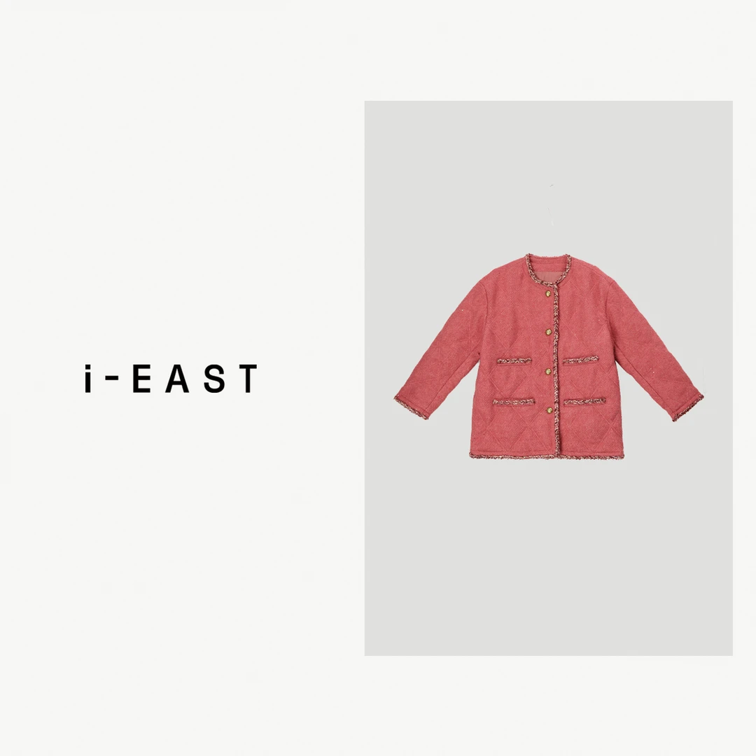 i-EAST 阿尔斯顿黄昏~小香风粗花呢羽绒服外套-4D YR5392
