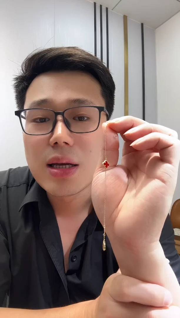 玛瑙/玉髓手链18K金镶嵌红色k黄，小号单花手链GHJ