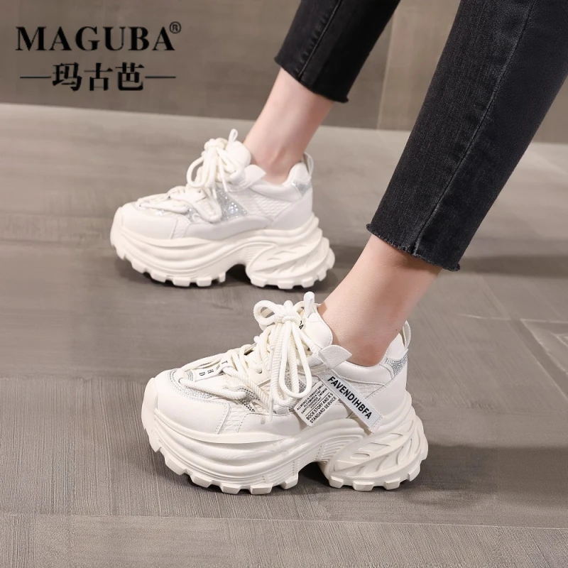 玛古芭厚底老爹鞋女内增高防滑耐磨爆款轻奢运动鞋时尚百搭休闲鞋