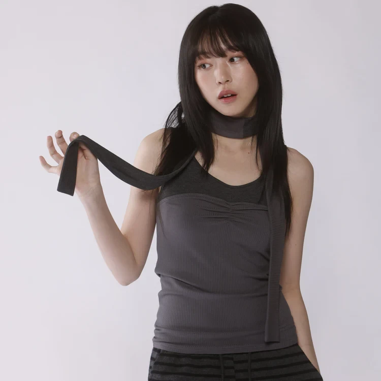 【FaFa】日系 JD 螺纹针织 飘带背心吊带两件套FA505-081