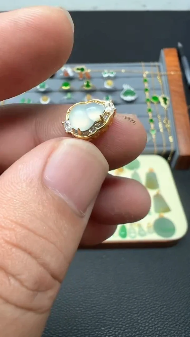 颈饰银S925镶嵌翡翠天然缅甸翡翠a货小葫芦