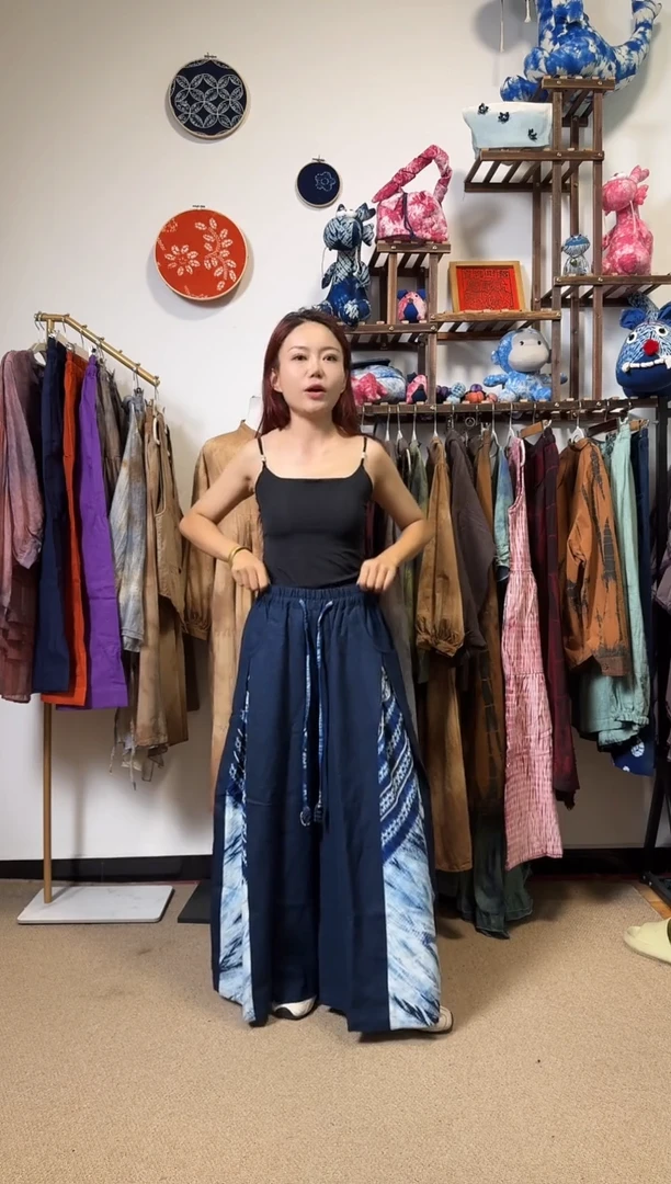 裤子 汉麻加古法扎染布拼接