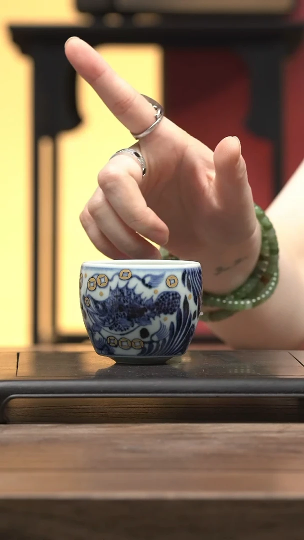 茶壶紫砂五堂金钱鱼藻杯（微瑕）