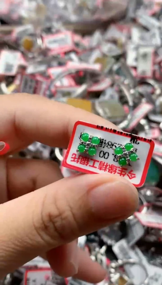 银S925镶嵌戒指翡翠天然A货缅甸翡翠