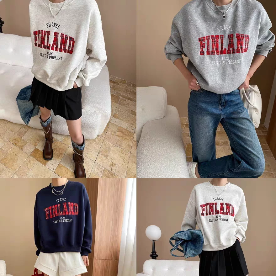 【费尔岛卫衣】NAVST刺绣格子字母休闲卫衣DC250208TW3SS