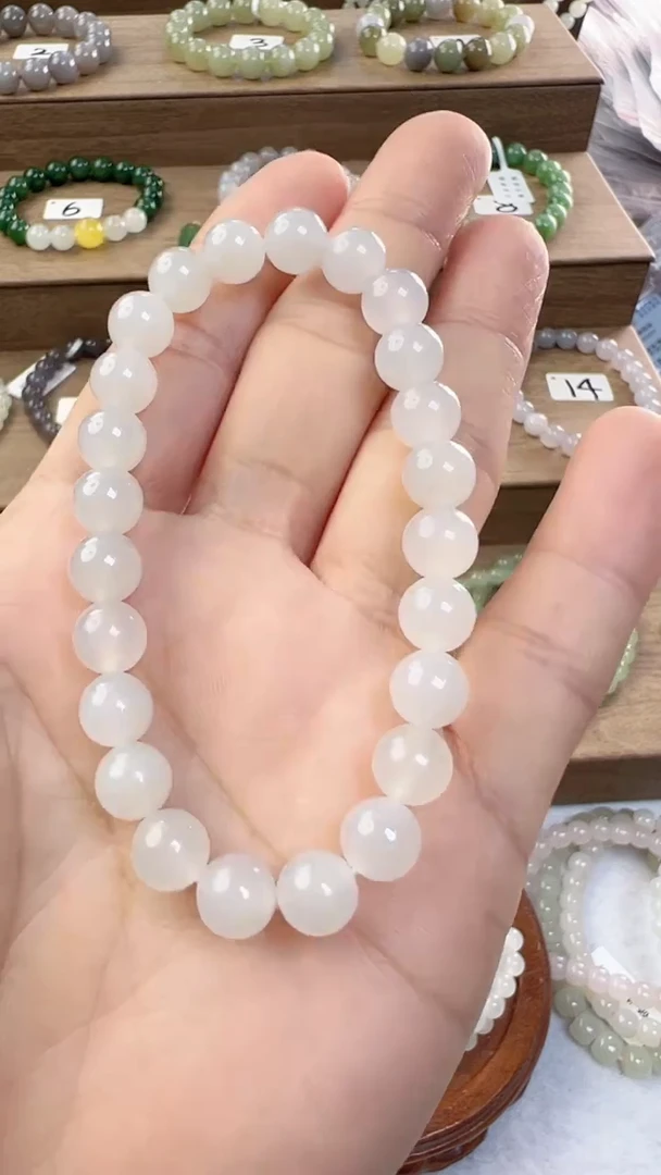 【闪购商品】和田玉手串未镶嵌8m白玉手串