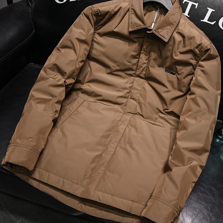 玛加西曼特冬季中长款羽绒服男士白鸭绒保暖休闲翻领上衣外套男款