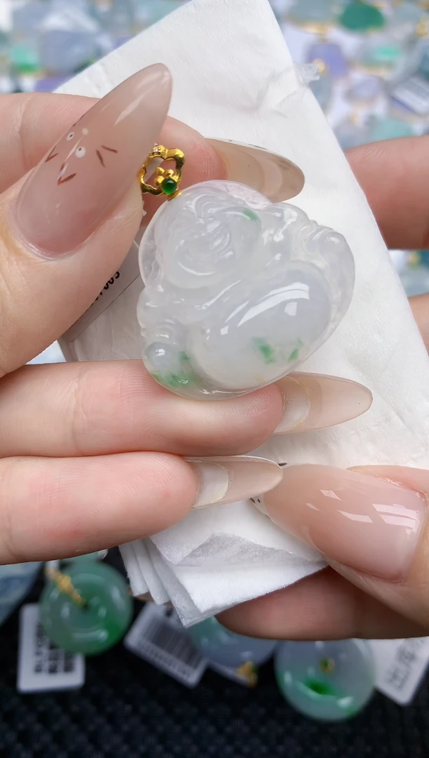 翡翠18K金镶嵌颈饰256    天然翡翠A货