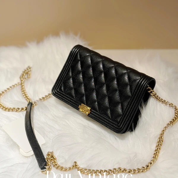 大吉中古/Chanel香奈儿黑金leboy woc斜挎包
