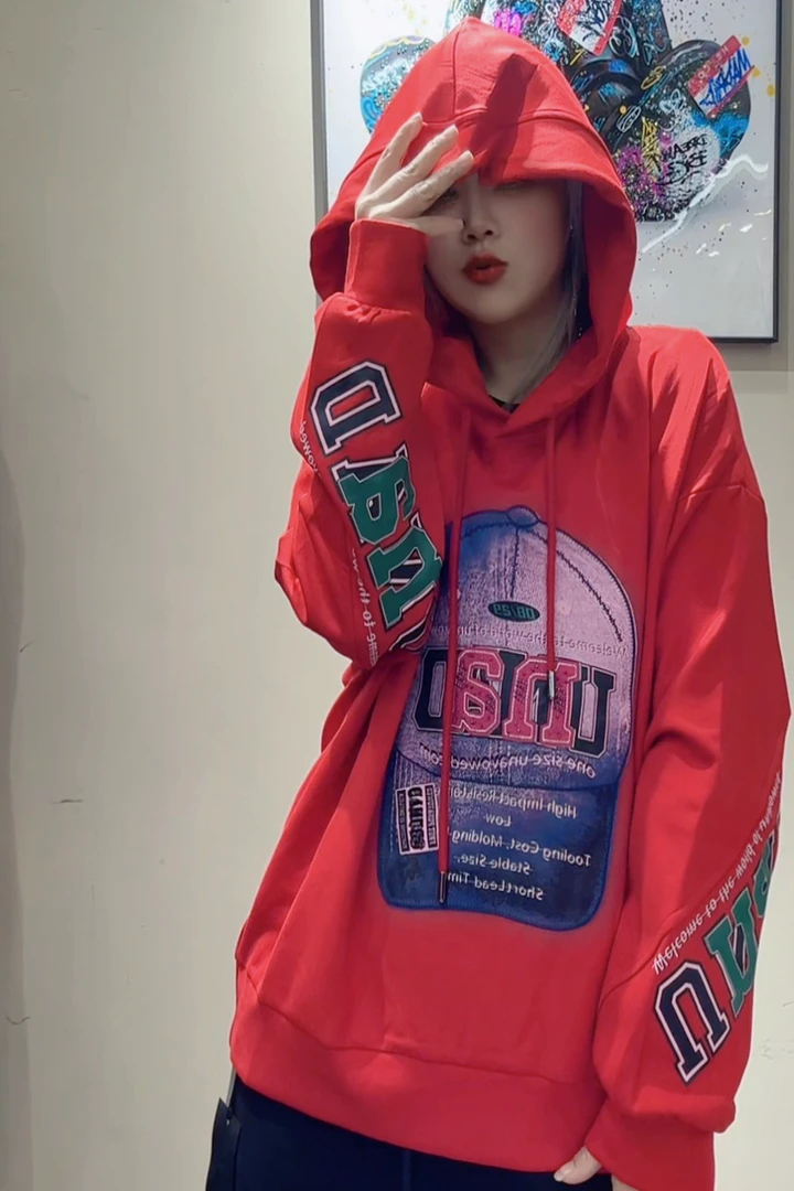 春款新品连帽卫衣显瘦百搭宽松大版卫衣