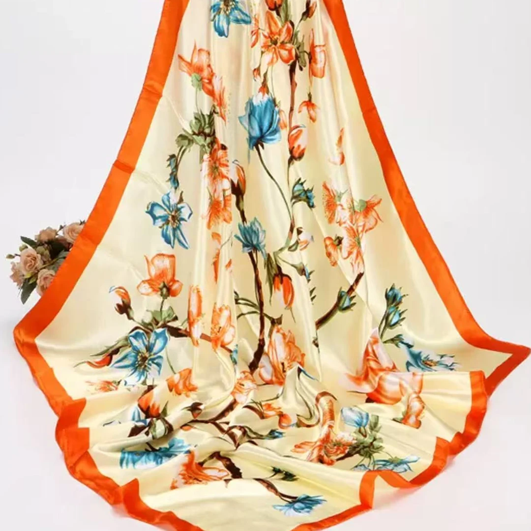 【花香富贵】新款方巾90尺寸女丝巾AS1037