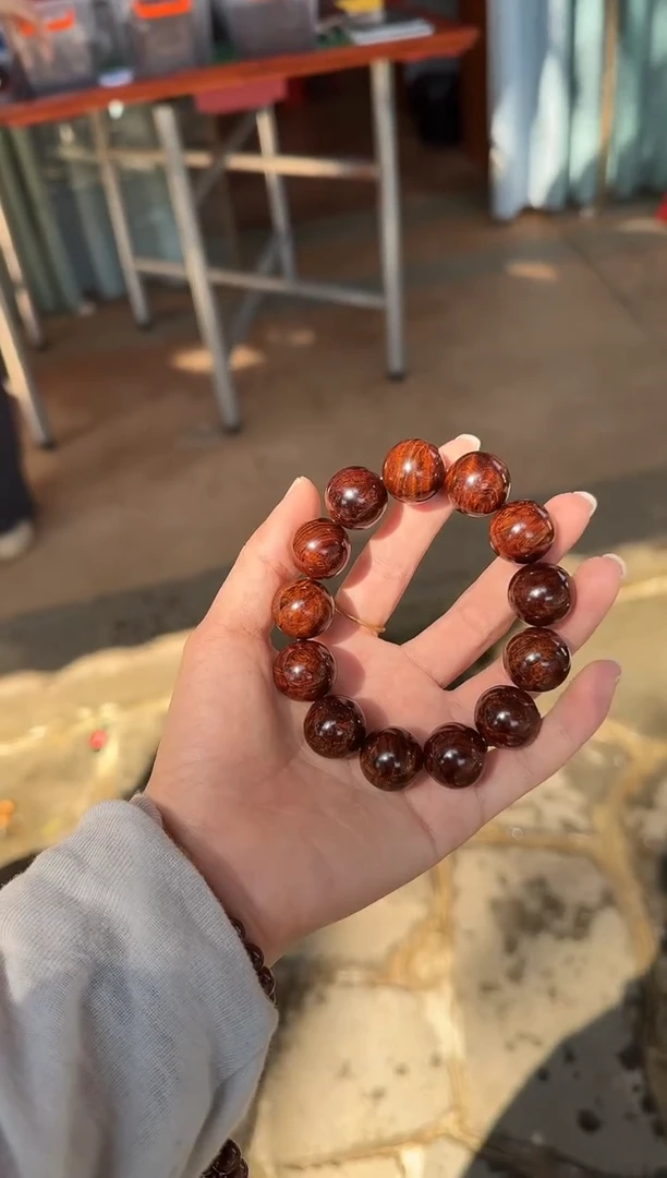 手串/手链黄花梨/降香黄檀海南黄花梨1.8紫油梨褶皱水波土埋老料