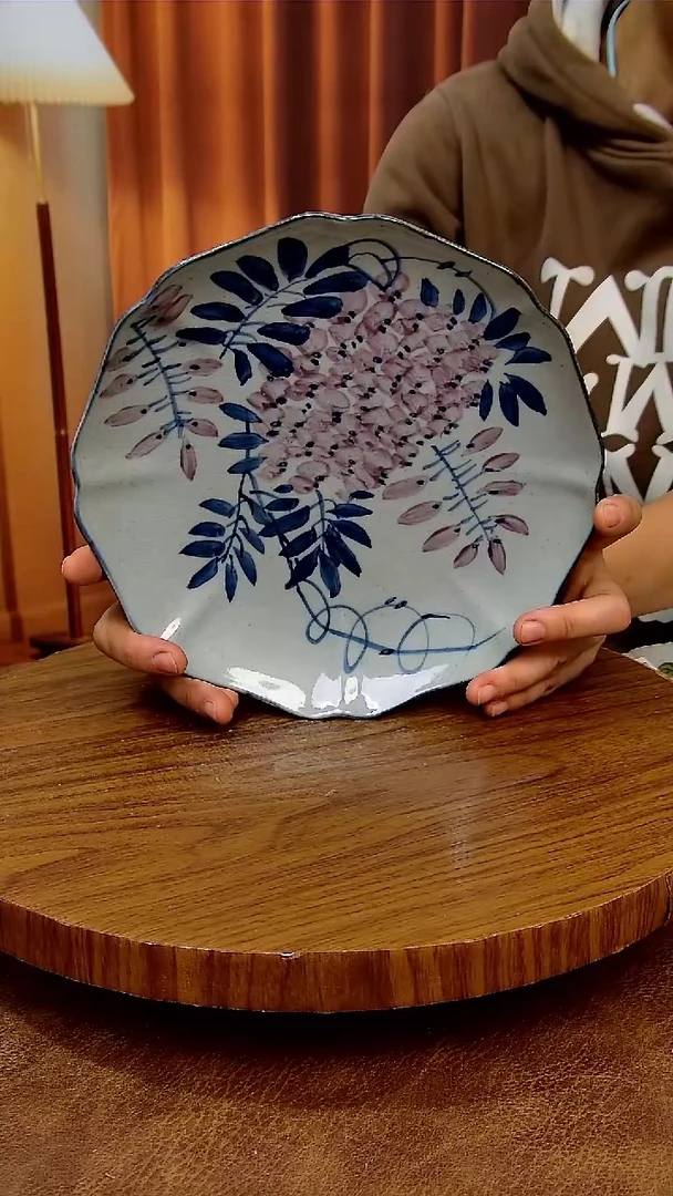 摆件陶微瑕，冰裂，小包，景德镇手工手绘釉下彩陶瓷