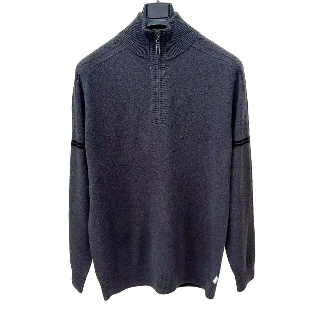 依家——N1662冬季加厚100%绵羊毛半开拉链领男装羊毛衫中年爸爸装