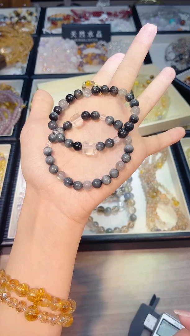 未镶嵌手串水晶巴****）灰月光白水晶
