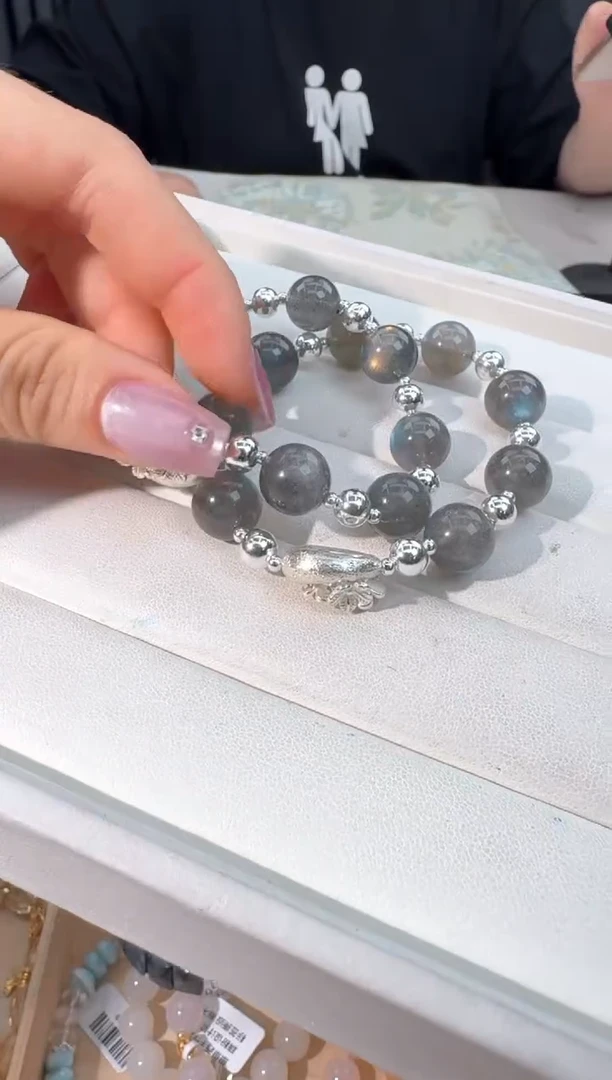 手链银S925镶嵌长石灰月设计款发货多样性发其一