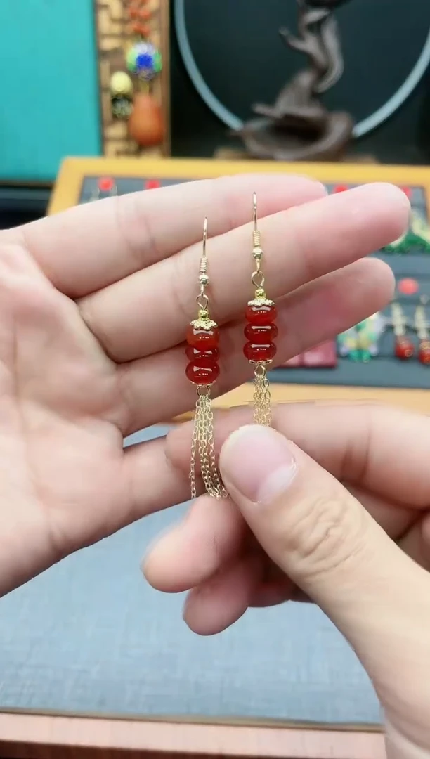 【闪购商品】南红玛瑙耳饰银S925镶嵌110000