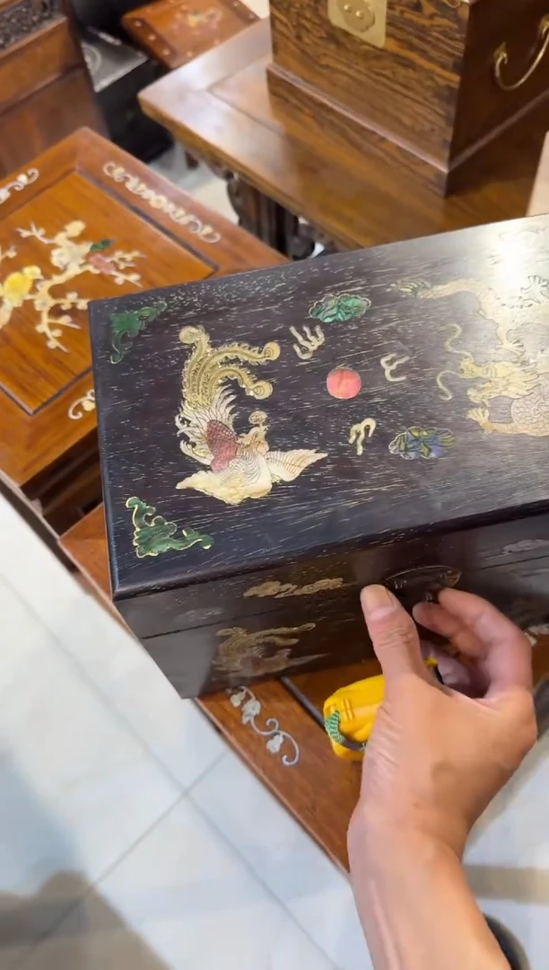 木木头款30紫檀龙凤翻盖箱328.88