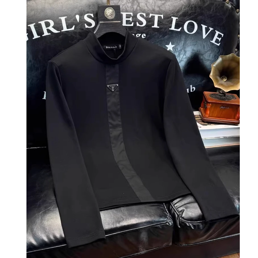 半高领三角标长袖秋冬男士秋冬季2026新款高端潮牌休闲潮流打底衫