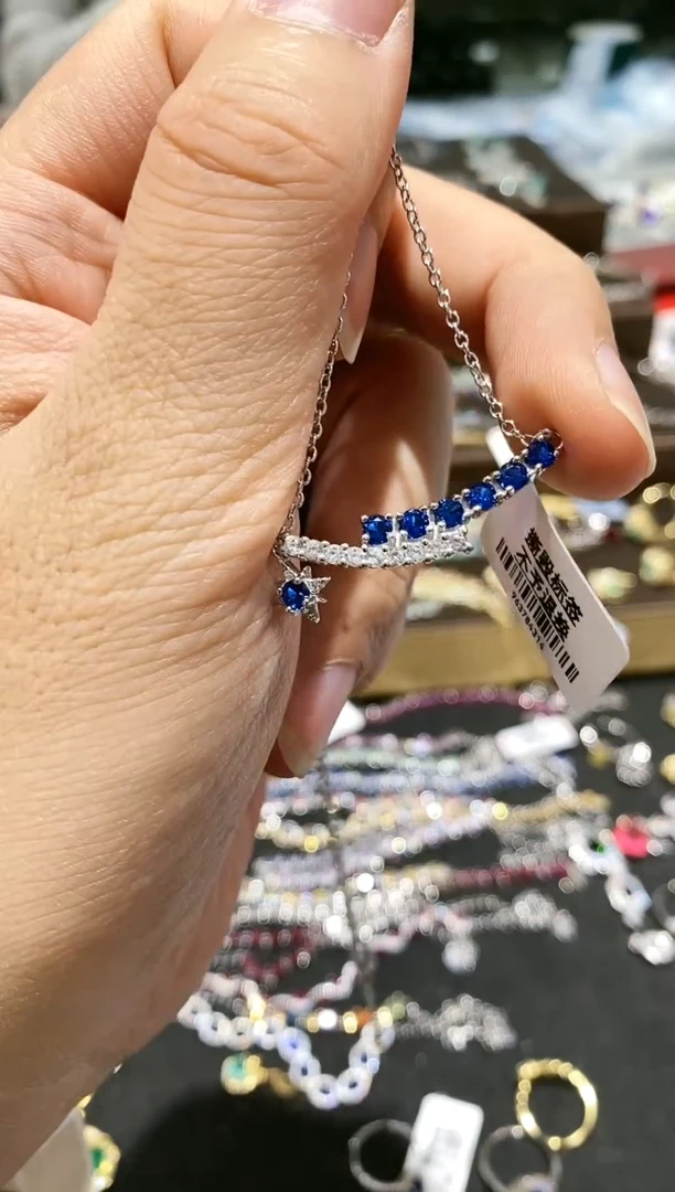 【闪购商品】蓝宝石颈饰银S925镶嵌项链