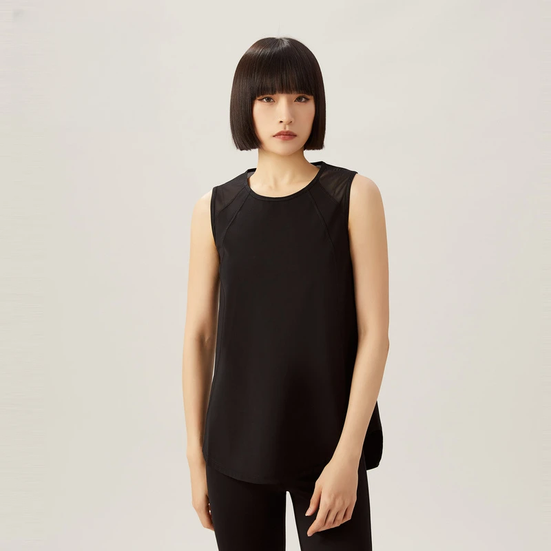 阿玛施AMASS休闲软糯亲肤舒适瑜伽轻运动套头圆领无袖T恤5300950