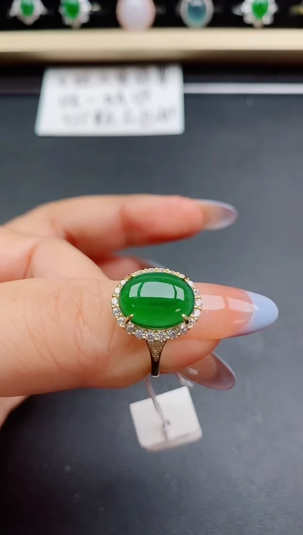 翡翠戒指银S925镶嵌58750