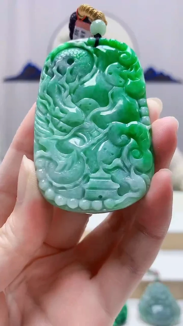 未镶嵌定制翡翠4852zm-毛货挂件67龙牌