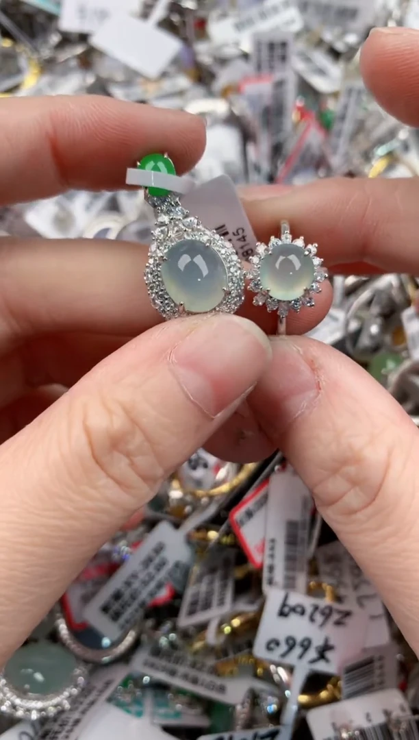 银S925镶嵌戒指翡翠9999-----1