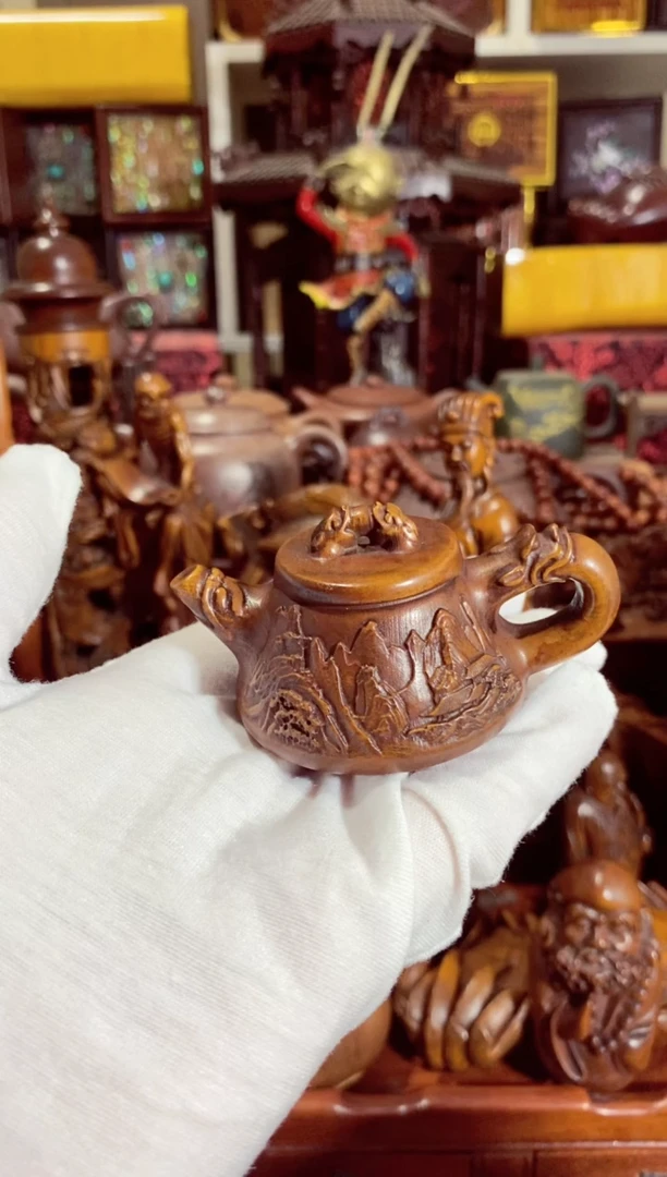 木小叶黄杨小件靠山壶