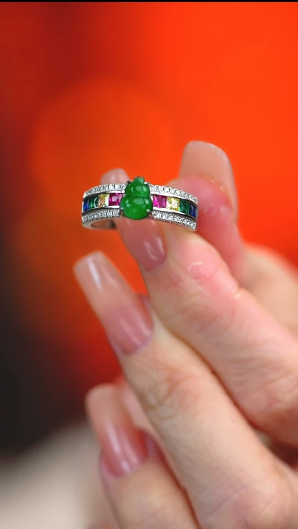 银S925镶嵌戒指翡翠新款