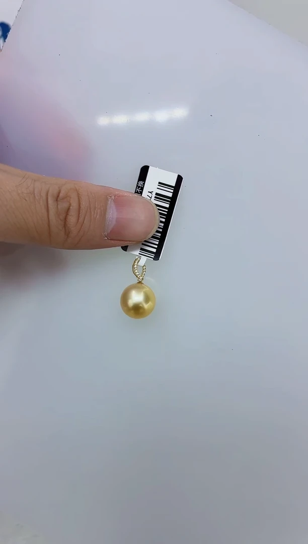 18K金镶嵌DA海水珍珠金珠吊坠12-13 y722
