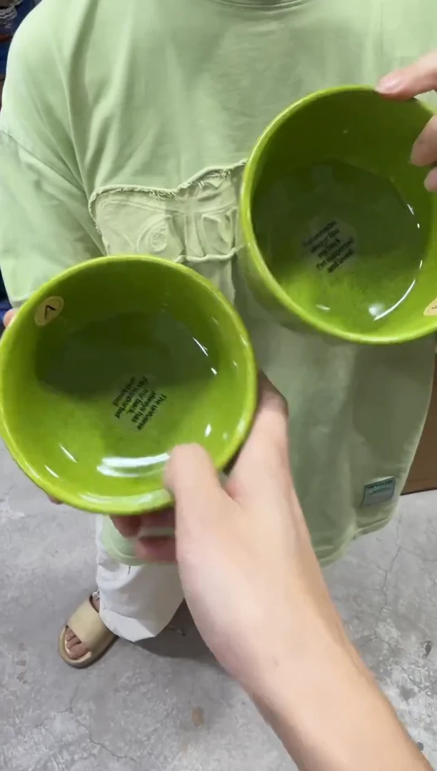 瓷片抹茶绿4.75寸米饭碗两只