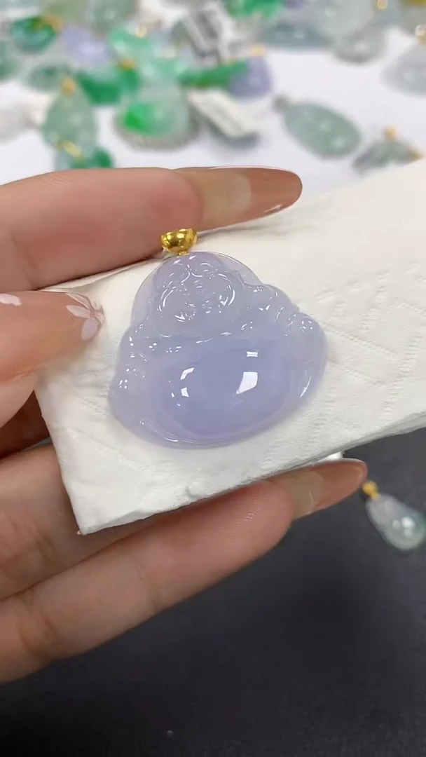 颈饰18K金镶嵌翡翠a货假一赔三支持复检百元上9元证书费自理