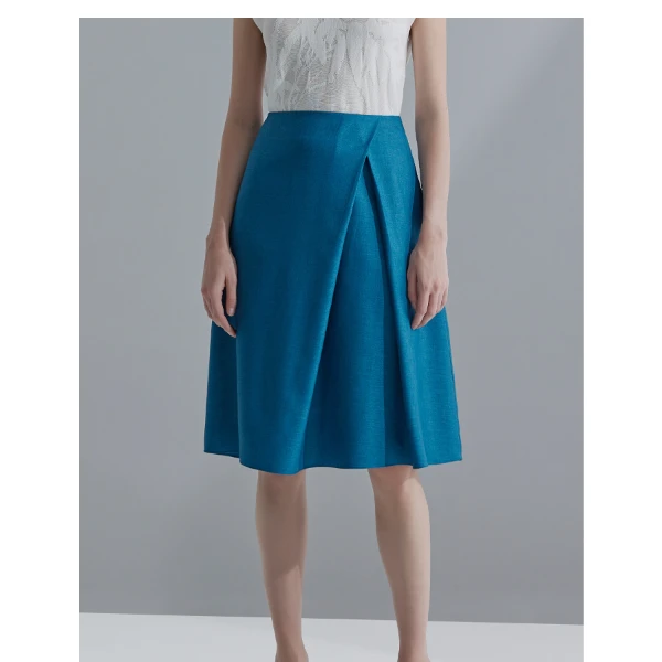 孔雀蓝不对称A形半裙YSK23181CCPE0B3