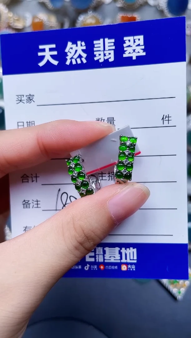 银S925镶嵌翡翠耳饰188