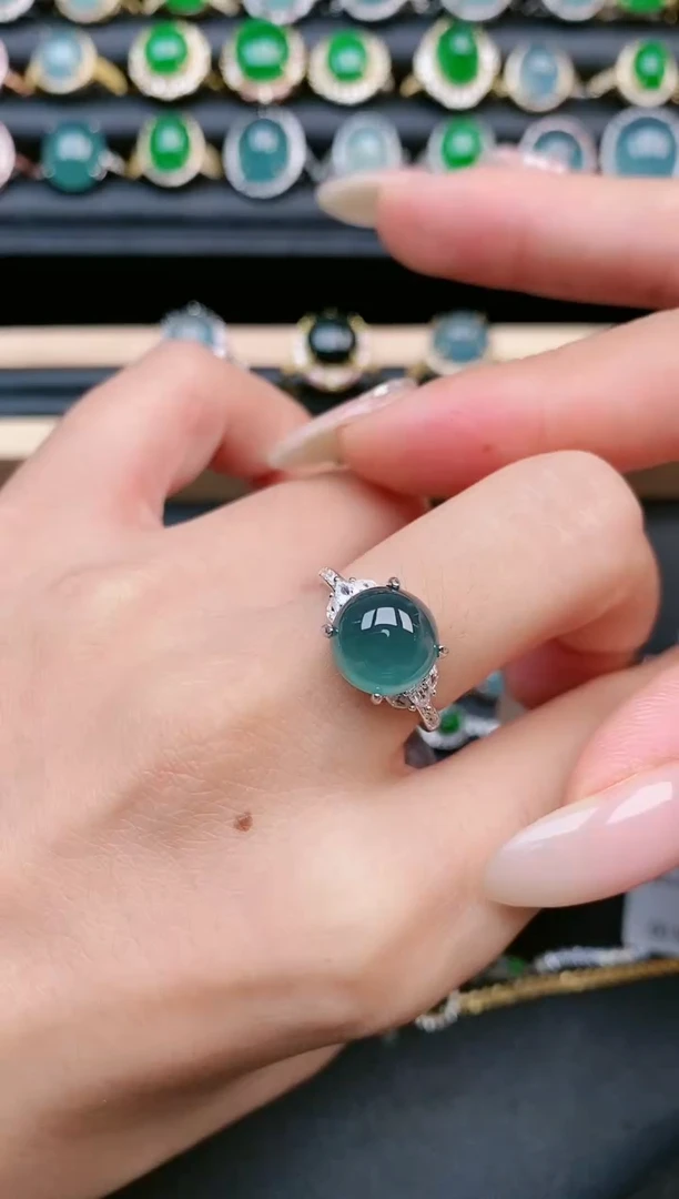 翡翠戒指银S925镶嵌11111